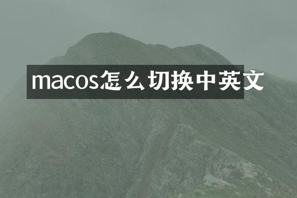 macos怎么切换中英文