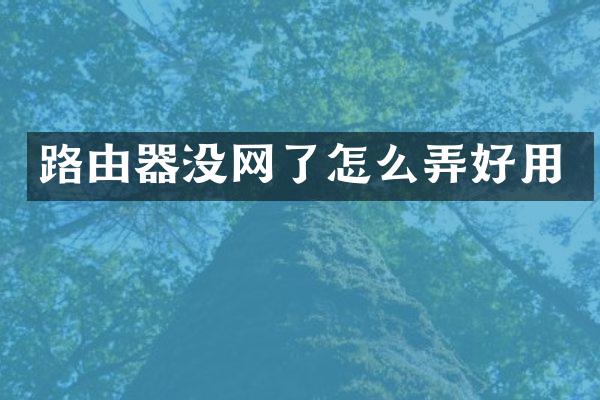 路由器没网了怎么弄好用