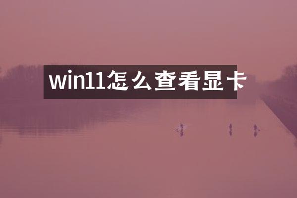 win11怎么查看显卡