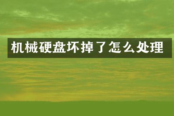 机械硬盘坏掉了怎么处理