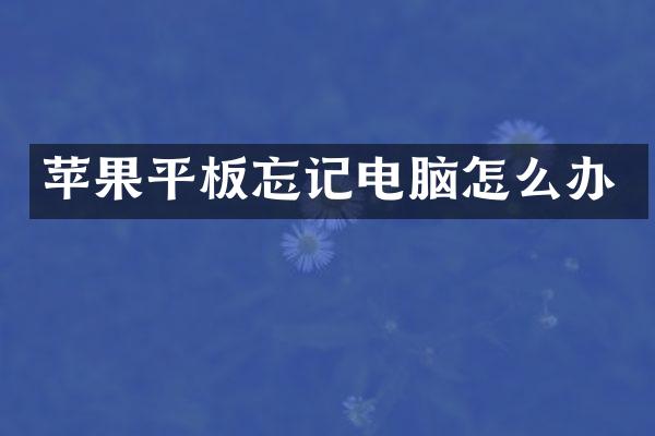 苹果平板忘记电脑怎么办