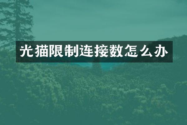 光猫限制连接数怎么办