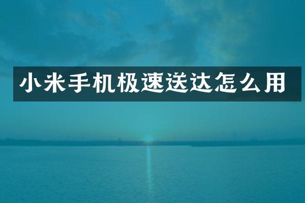 小米手机极速送达怎么用