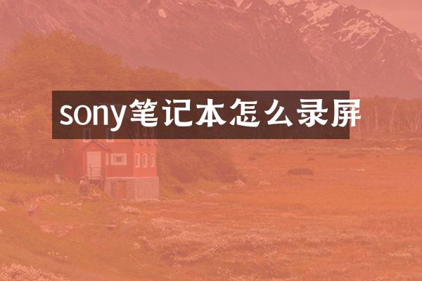sony笔记本怎么录屏