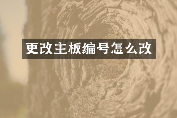 更改主板编号怎么改