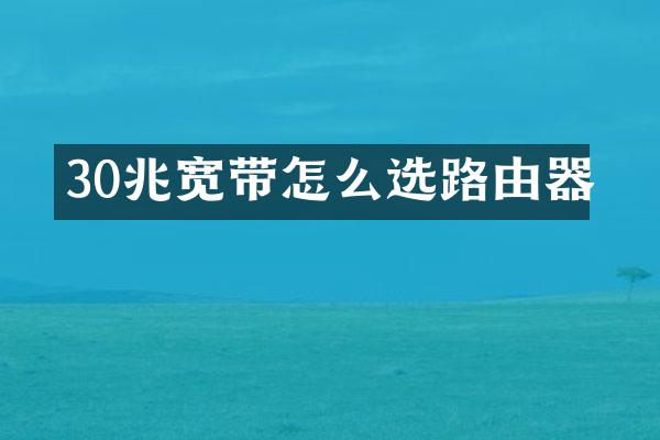 30兆宽带怎么选路由器