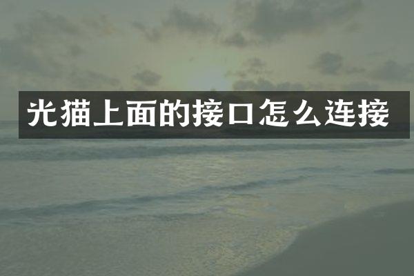 光猫上面的接口怎么连接