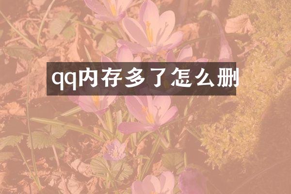qq内存多了怎么删
