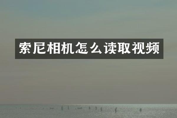 索尼相机怎么读取视频
