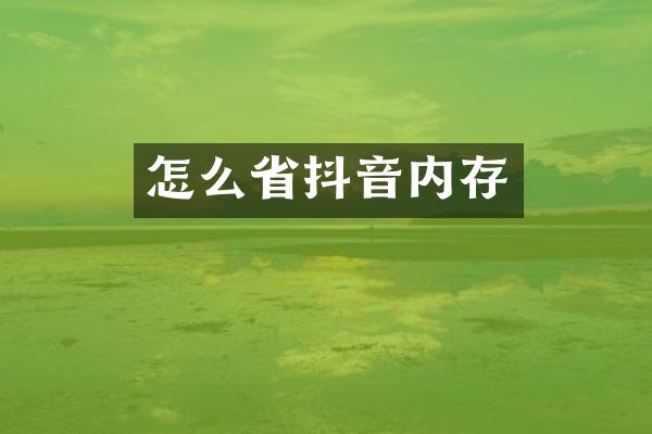 怎么省抖音内存