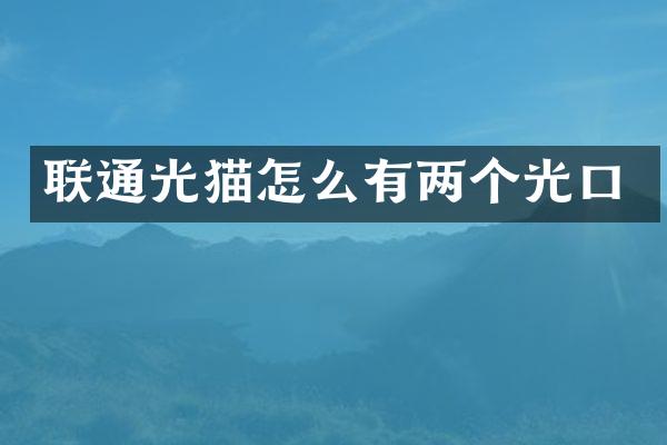 联通光猫怎么有两个光口