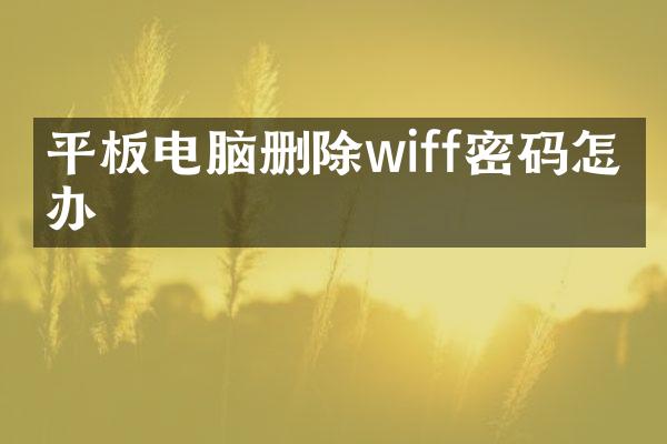 平板电脑删除wiff密码怎么办