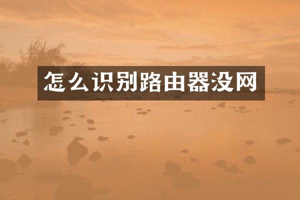 怎么识别路由器没网