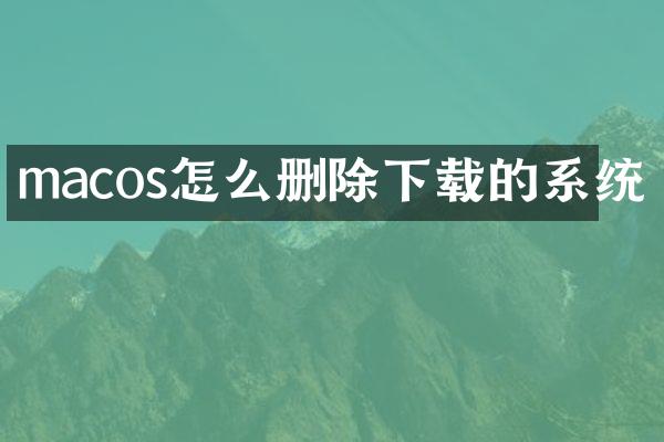 macos怎么删除下载的系统