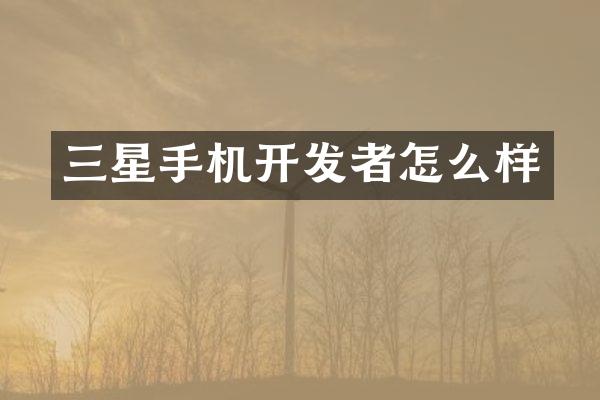 三星手机开发者怎么样