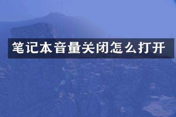 笔记本音量关闭怎么打开