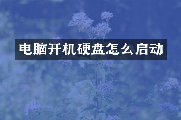 电脑开机硬盘怎么启动