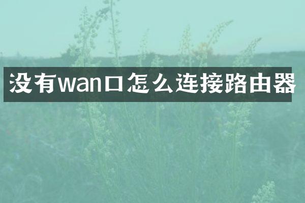 没有wan口怎么连接路由器