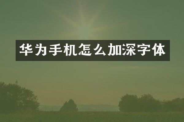 华为手机怎么加深字体