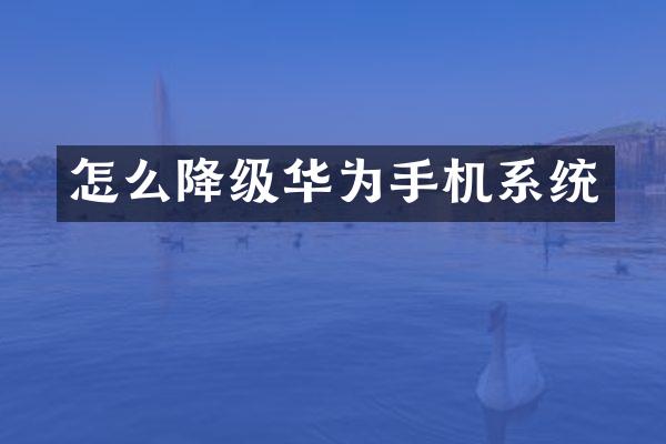 怎么降级华为手机系统