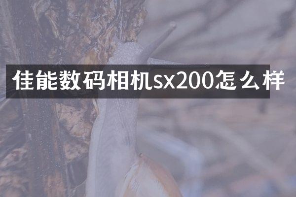佳能数码相机sx200怎么样