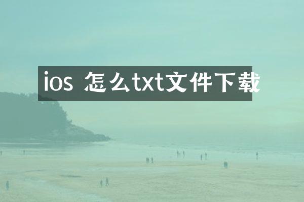 ios 怎么txt文件下载