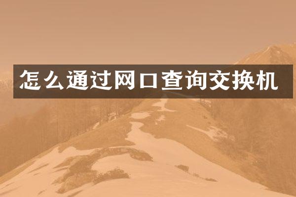 怎么通过网口查询交换机