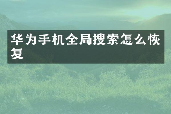 华为手机全局搜索怎么恢复