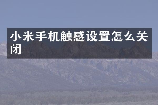 小米手机触感设置怎么关闭