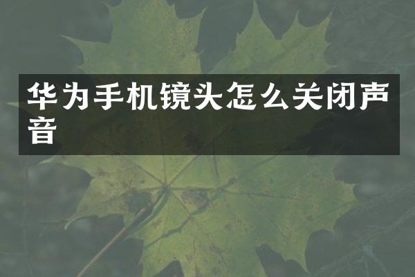 华为手机镜头怎么关闭声音