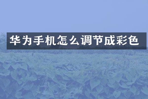 华为手机怎么调节成彩色