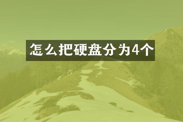 怎么把硬盘分为4个