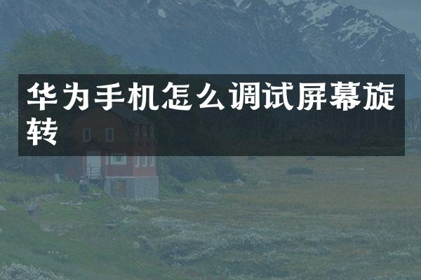 华为手机怎么调试屏幕旋转