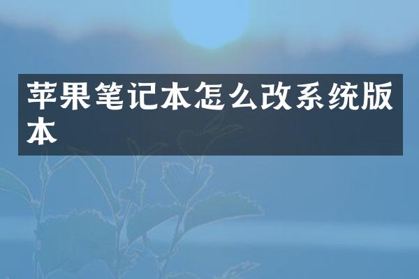 苹果笔记本怎么改系统版本