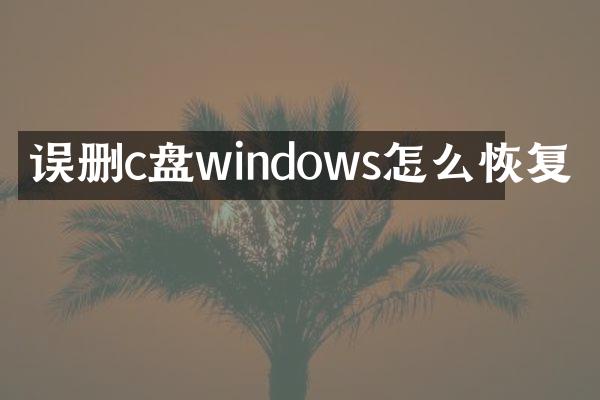 误删c盘windows怎么恢复