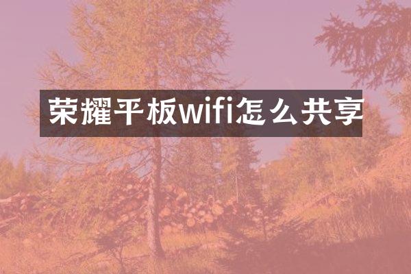 荣耀平板wifi怎么共享