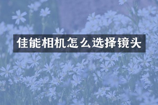 佳能相机怎么选择镜头