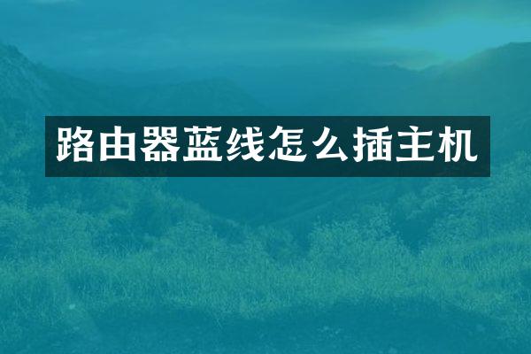 路由器蓝线怎么插主机