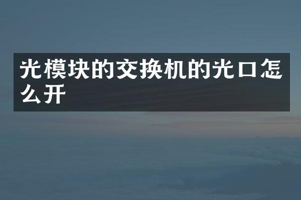 光模块的交换机的光口怎么开