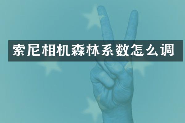 索尼相机森林系数怎么调