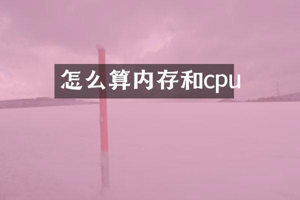 怎么算内存和cpu