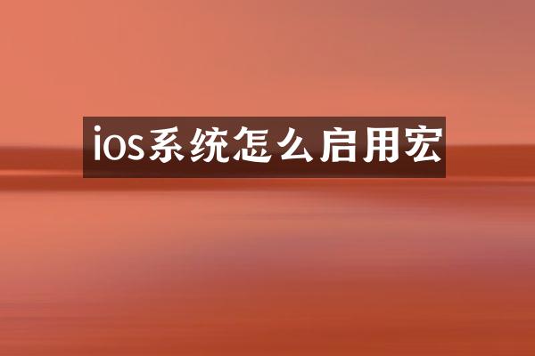 ios系统怎么启用宏