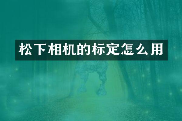 松下相机的标定怎么用
