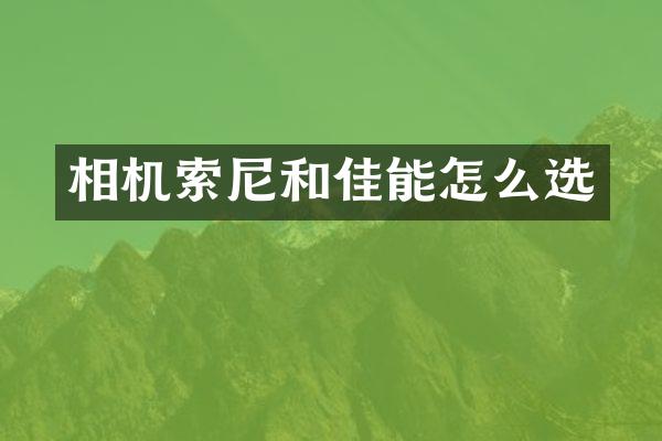 相机索尼和佳能怎么选