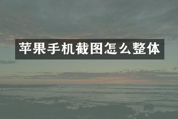 苹果手机截图怎么整体