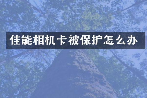 佳能相机卡被保护怎么办