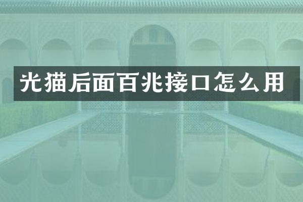 光猫后面百兆接口怎么用