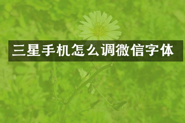 三星手机怎么调微信字体