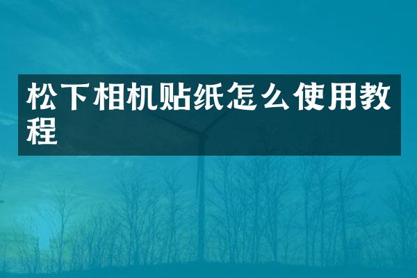 松下相机贴纸怎么使用教程