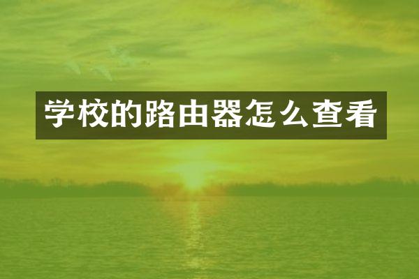 学校的路由器怎么查看